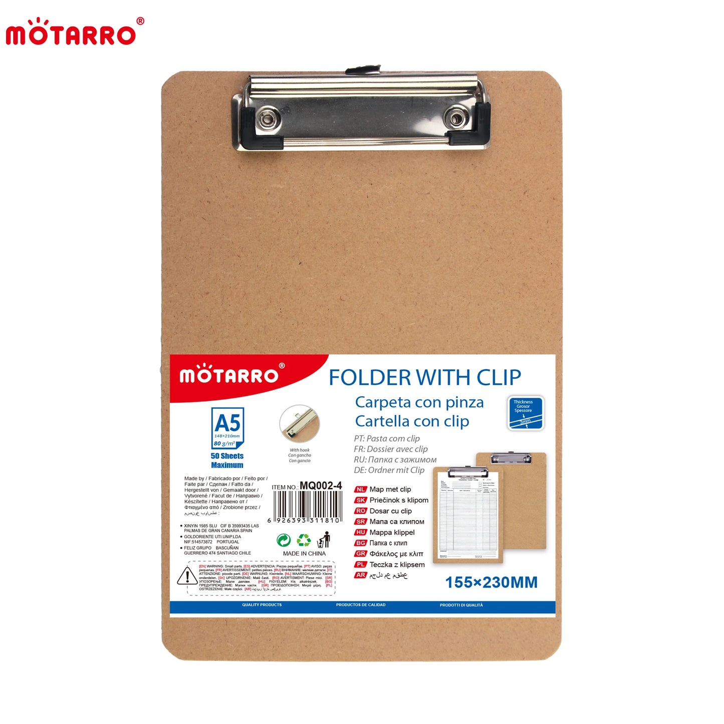 MOTARRO A4/A5 Tablet Folder Menu Writing Clipboard Paper Organizer Memo Density Board Flat Head Plate Clamp Office Stationary
