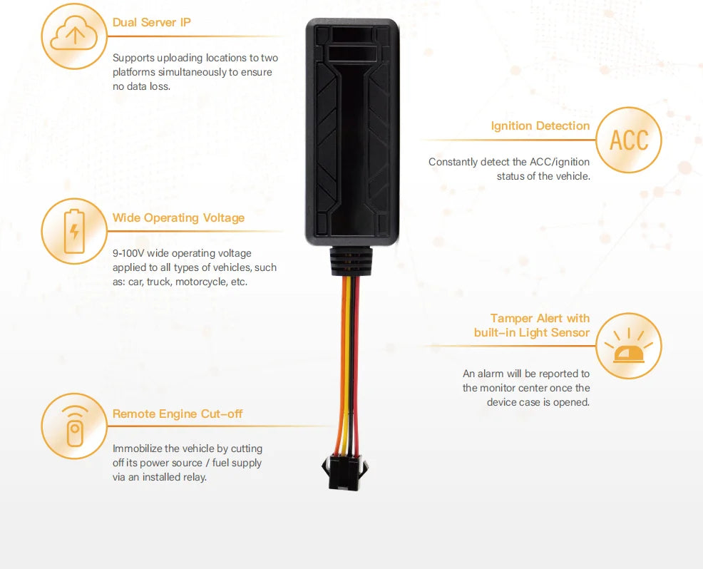 GPS Tracker Vehicle GPS Tracking Device for Car Motorcycle Mini GPS GSM ACC Alerts with Free Real Time Tracking APP with Relay