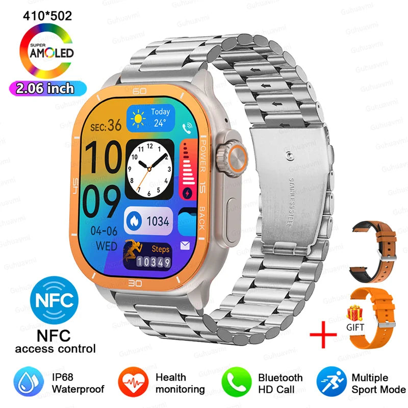 2025 New 49mm Smart Watch Men Women NFC Smartwatch BT Call Waterproof Wireless Charging AMOLED Screen Watch Ultra2 For Apple IOS
