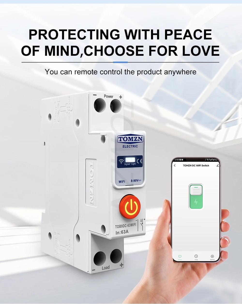 TUYA Smartlife 63A DC 8-90V WIFI Smart Switch Circuit Breaker Time Relay Status Switching Power Supply TOMZN