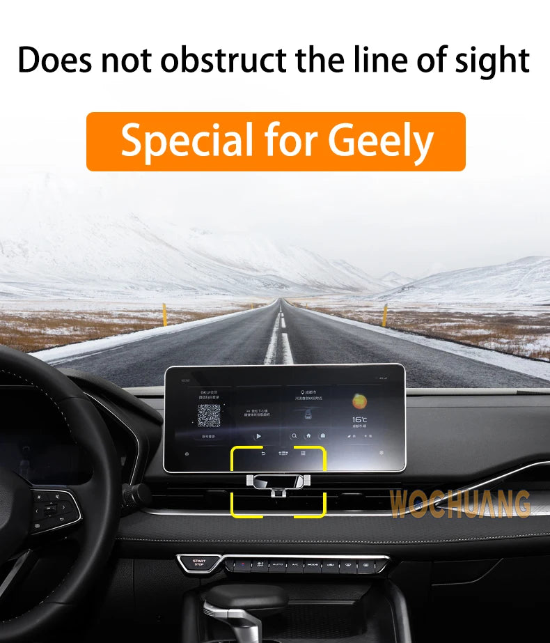 Car Phone Holder For GEEly Tugella 2019-2022 GPS Special Gravity Navigation Mobile Bracket 360 Degree Rotating Stand Accessories