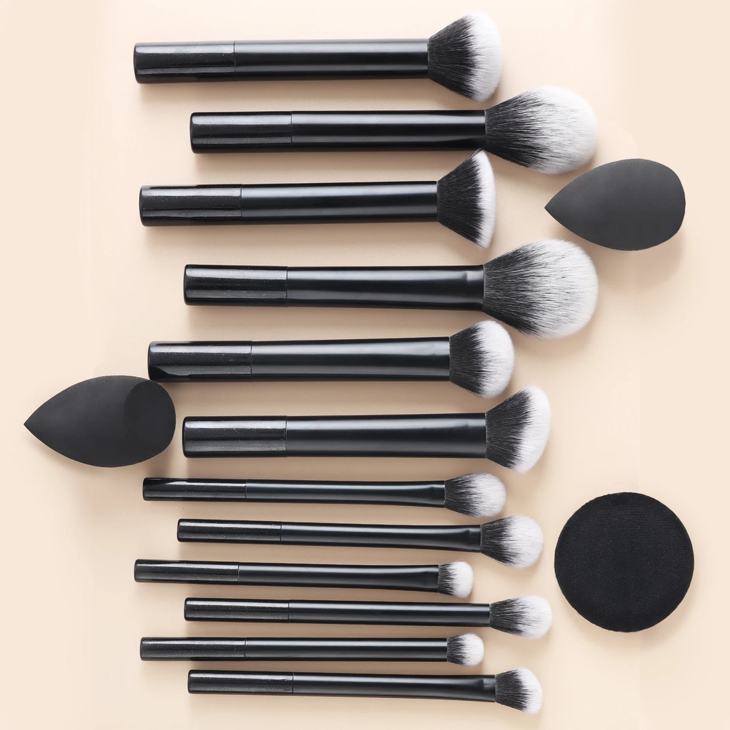 Makeup Brush Sets,12pcs Plastic Simple two styles of beauty eggs and makeup puffs multifunctional Makeup Brush for Dres