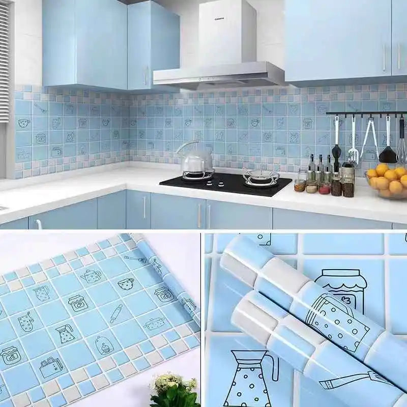 Kitchen Oil Resistant Stickers Waterproof Self-adhesive Wallpaper Stove Countertop Protective Pad Cabinet Countertop Marble Film