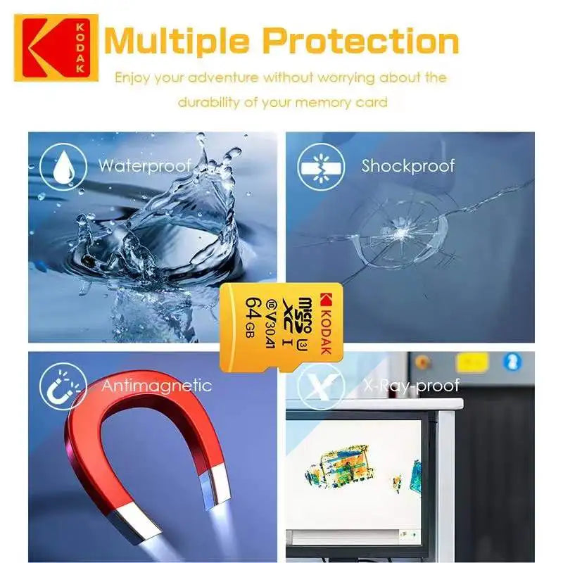 Kodak Micro SD Card 64GB 32GB Memory Card 512GB 256GB 128GB MicroSDXC Class10 SD Memory Card 100MB/s Original TF Flash Card U3