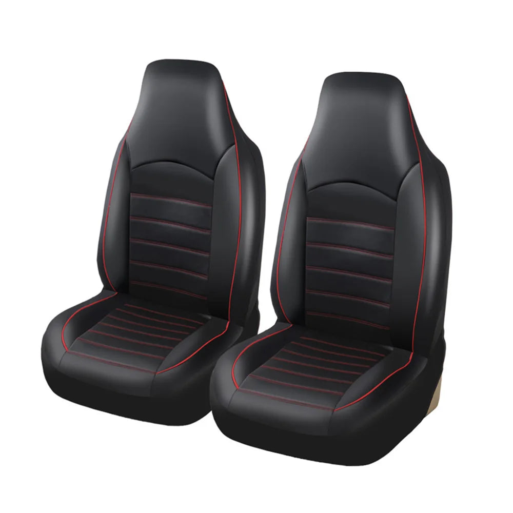 2 Front Universal PU Leather Car Seat Covers High Back Bucket Seat Cover Set for Most Cars, Trucks, SUVs and Van