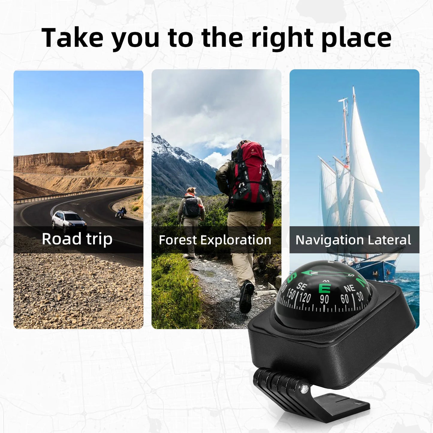 Outdoor Adjustable Navigation Dashboard Car Compass For Car Boat Cycling Hiking Direction Pointing Guide Ball Shaped Compass