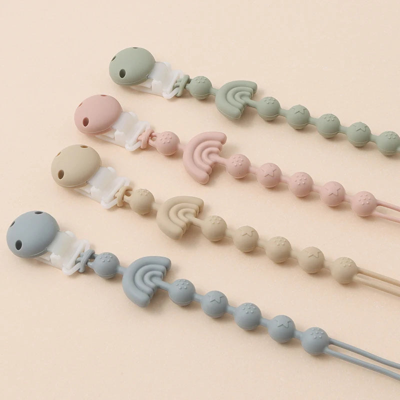 Baby Silicone Pacifier Chain Clip Dummy Nipples Holder Clips BPA Free Babies Teething Chain Toy Gifts For Cute Baby Accessories