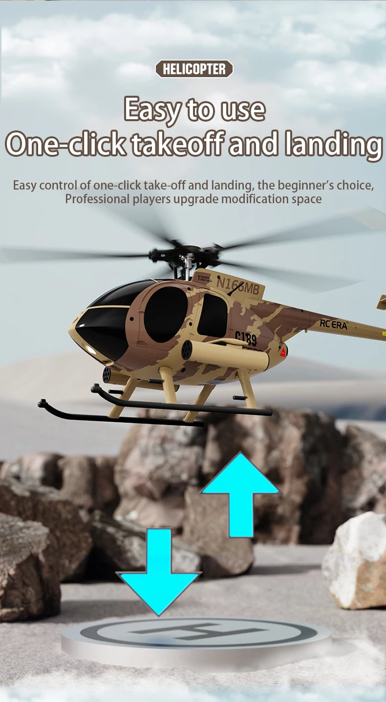 1:28 C189 RC Helicopter MD500 Brushless Dual-motor Remote Control Model 6-Axis Gyro Aircraft Toy One-click Takeoff/landing