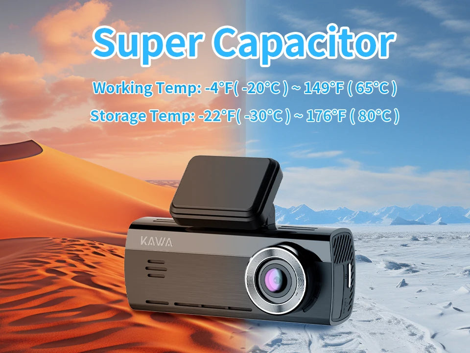 KAWA 4K Dash Camera for Car DVR Sony IMX415 Rear View Video Recorder DVR Voice Control GPS 24h Parking APP WiFi Control Dashcam