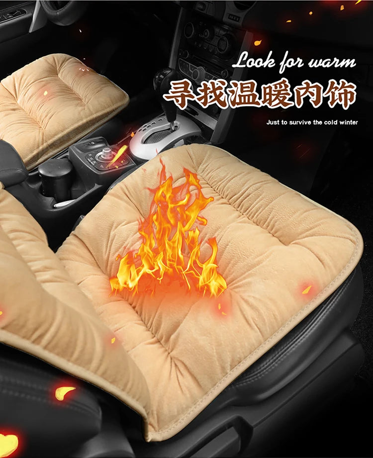 New car seat cushion single piece backless, autumn and winter universal plush anti slip cushion, warm pad three piece set