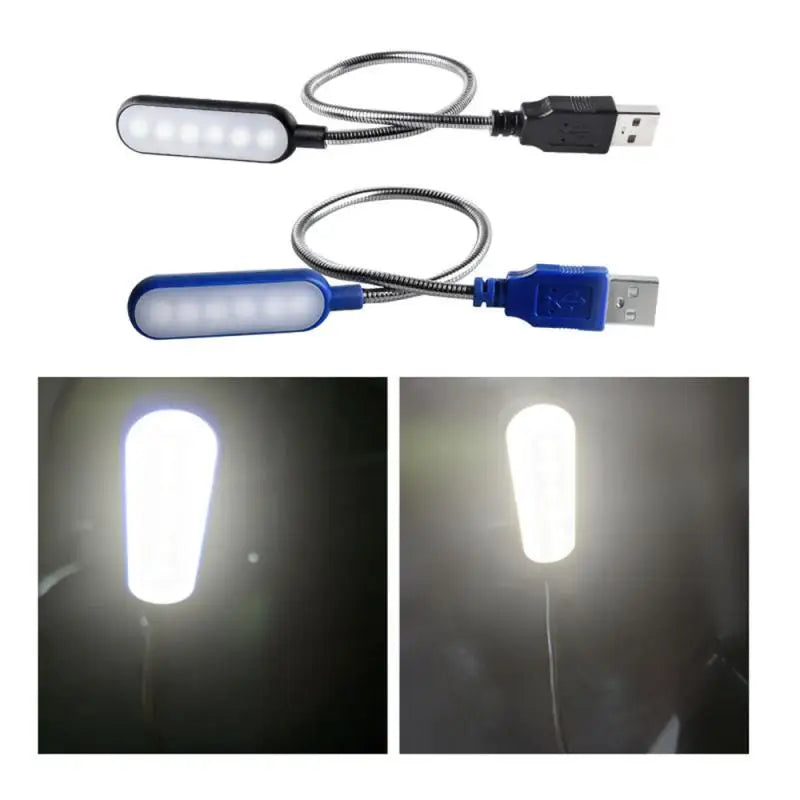 Portable USB LED Mini Book Light Reading Light Flexible 6LEDS Lamp USB Lamp For Power Bank Laptop Notebook PC Computer