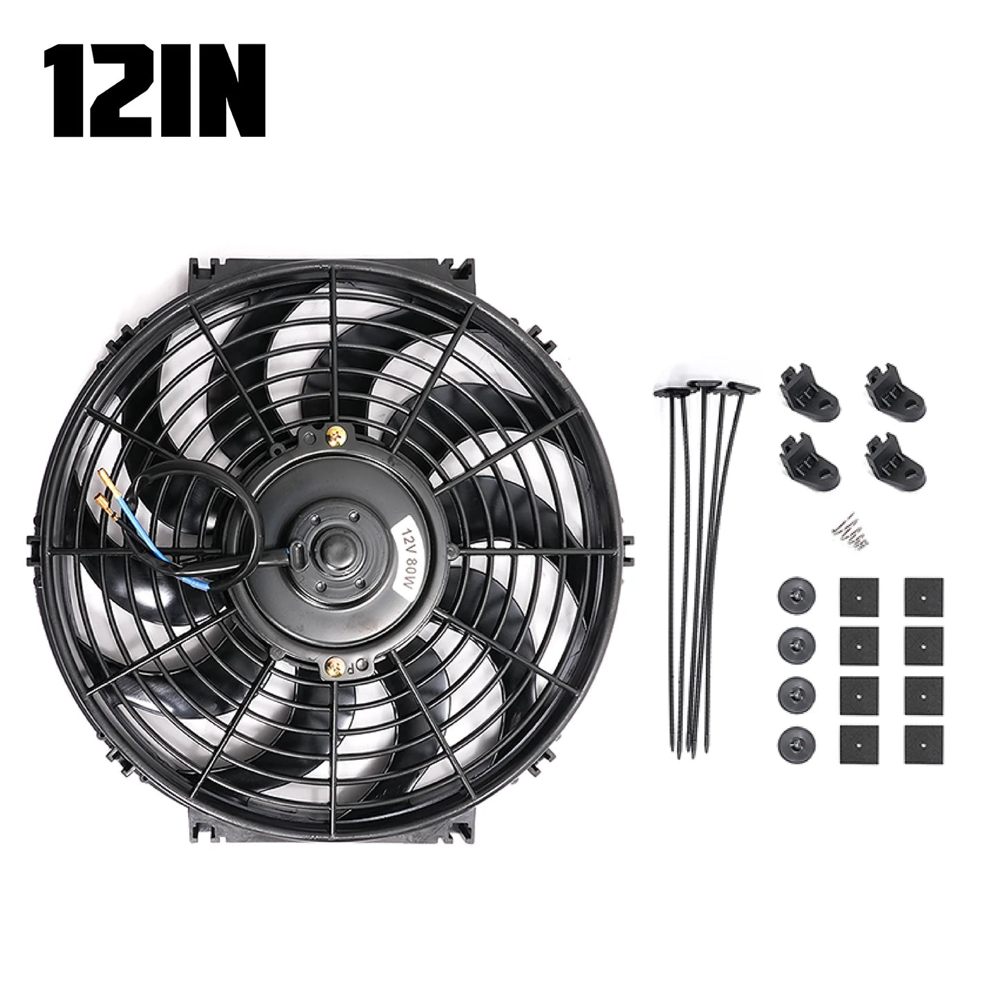 12 Inch Car Engine Cooling Fan Universal Car Slim Push Pull Electric Engine Cooling Fan 12V with Mounting Kit