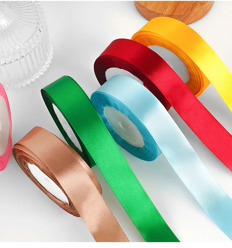 25yards/roll 1inch Satin Ribbon DIY Handmade Crafts Gift Box Flower Cake Decoration Wedding Birthday Party Festival Supplies