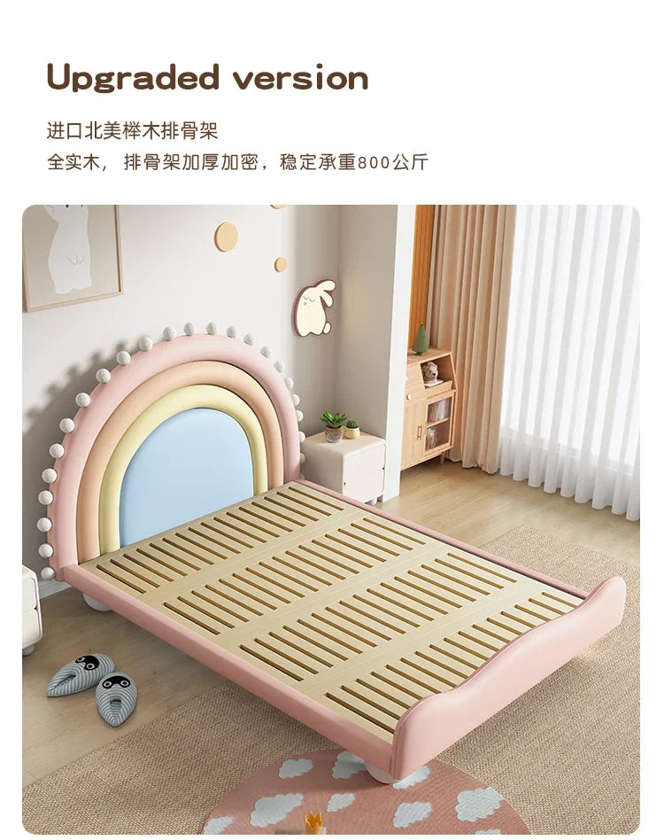 Cute Princess Children Beds Mattress Modern Pink Comferter Bed Luxury Wood Cama Infantil Bedroom Set Furniture