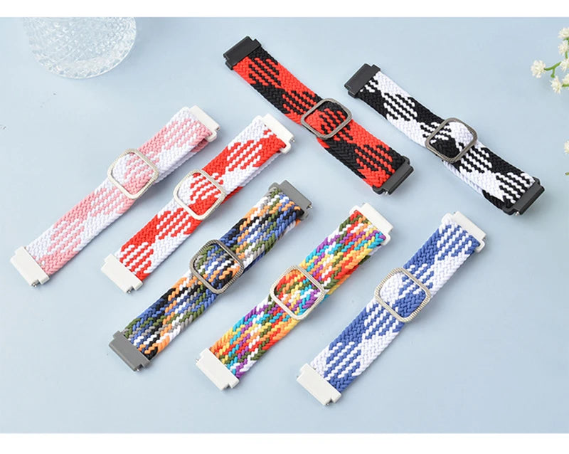 20mm 22mm Elastic Band For Samsung Galaxy Watch 7/6/5/4/FE Active 2 Gear S3 Braided Nylon Strap For Huawei Watch GT 5/4/3/2 46mm