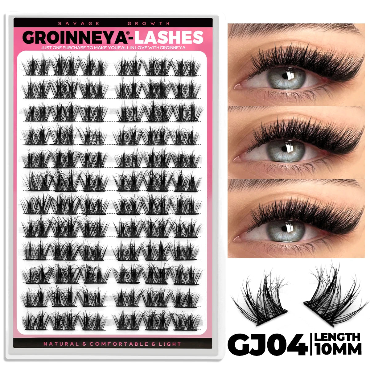 GROINNEYA Cluster Lashes Mixed Tray Faux Mink Lash Individual Eyelash Extension DIY Lashes Clusters Extensions at Home