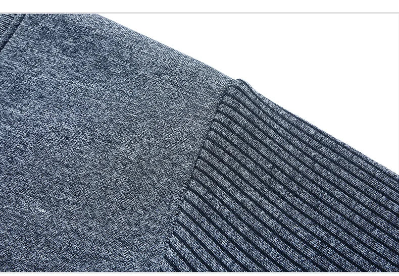 Male Fleece Polo Shirt Men's Pullover Autumn Winter T-shirt Collar Sweaters Cold Blouse Navy Blue Khaki Korean Clothing