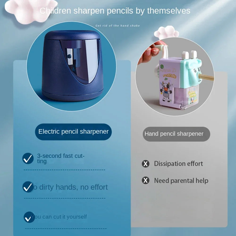 Automatic Electric Pencil Sharpener Multifunctional Cute Sharpener for 6mm-8mm Pencil Primary Students Children Stationery Gift