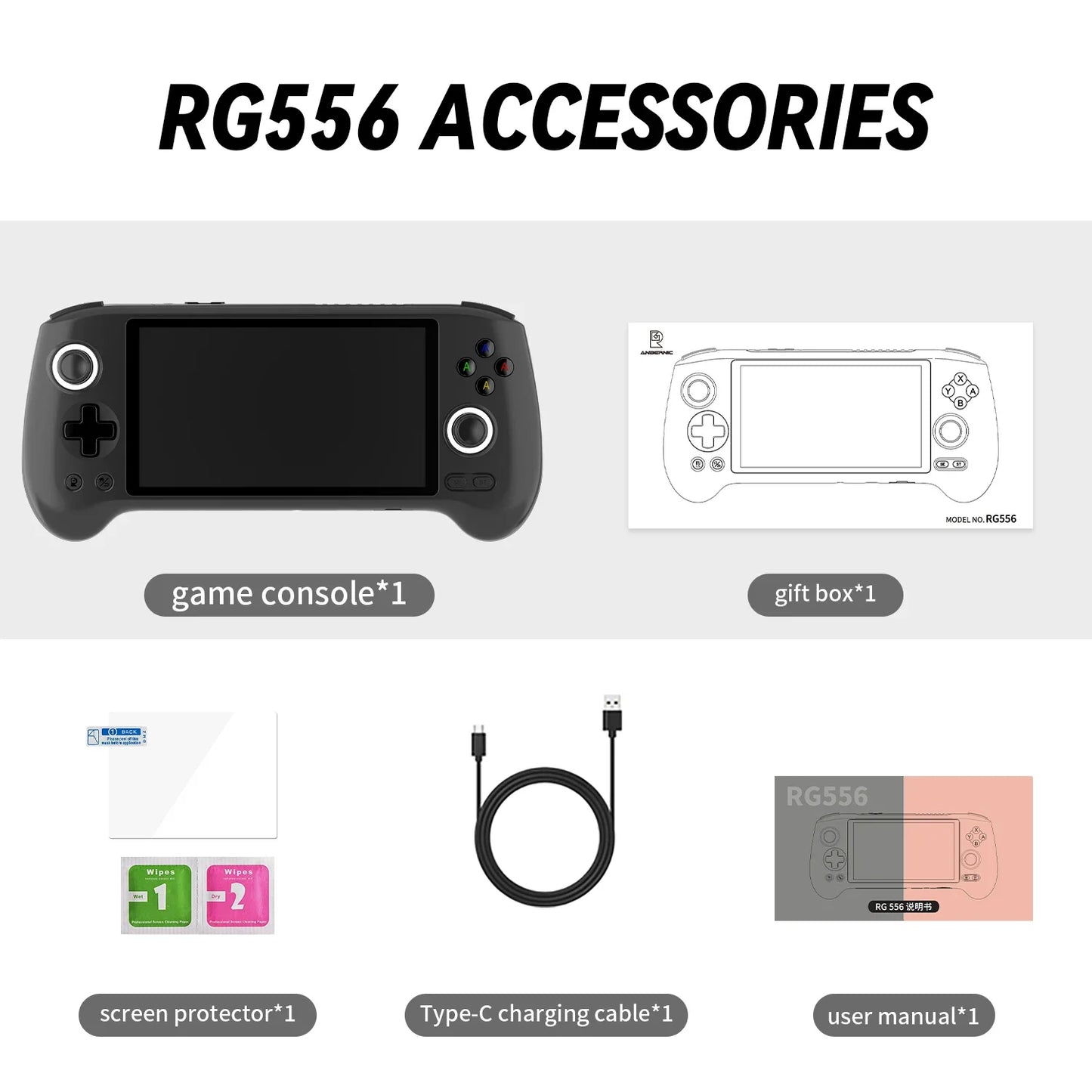 ANBERNIC RG556 Handheld Game Console 5.48'' AMOLED Screen Android System 5500mAH Battery Bluetooth5.0 Portable Video Game Player