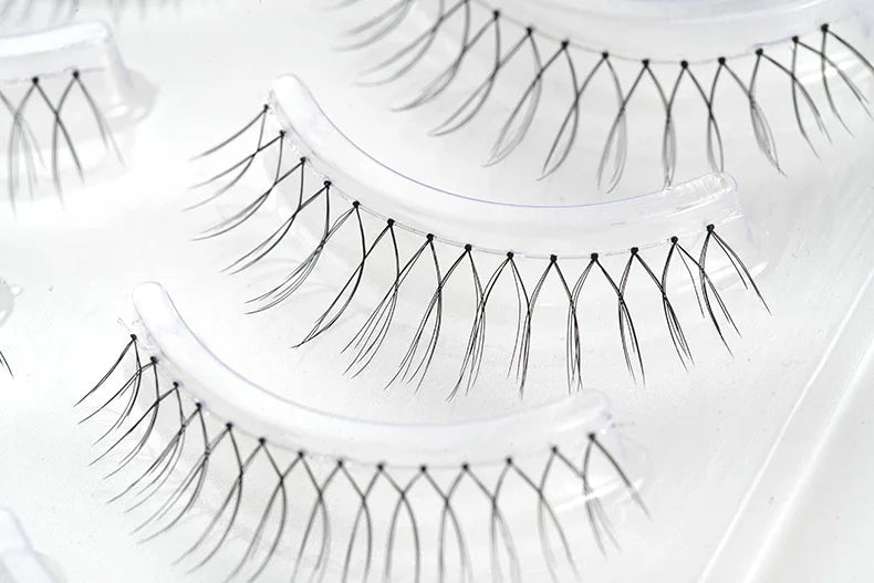 MIAOJIE Korean Fake Eyelashes Kpp Natural Transparent Stem Eyelashes U-shaped Handmade Lashes Beginner Makeup Tools A Type