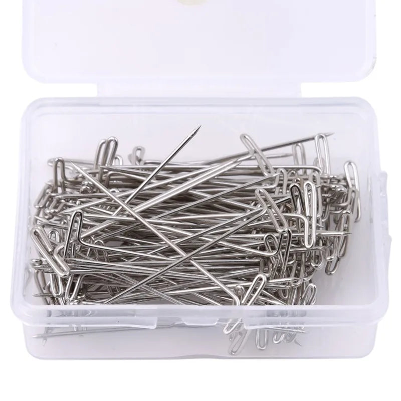 50/100Pcs 27/32/38/45/50MM T Pin Needles Wig Making T Pins for Blocking Knitting Assorted Sizes T-Pins Stainless Steel