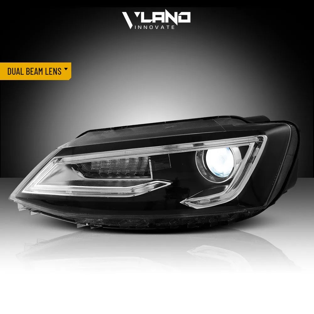 All-weather waterproof LED personalized car lights, Headlights w/Demon Eye For 2011-2018 VW JETTA MK6 LED Front Lamps Assembly