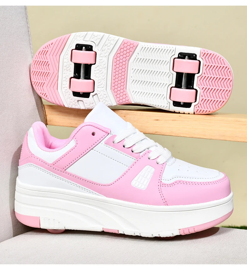 Children's Roller Skate Shoes Student Inline Skating Shoes grils 4-Wheel Deformation Boy's Skating Shoes