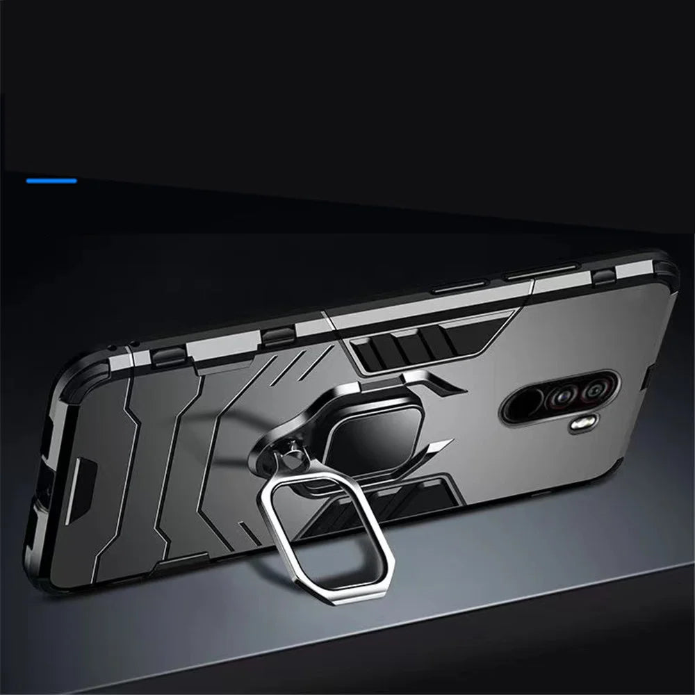 For Pocophone F1 Case For Xiaomi Pocophone F1 Case Shockproof PC+TPU Protective Armor Cover For Poco F1 Magnetic Holder Ring