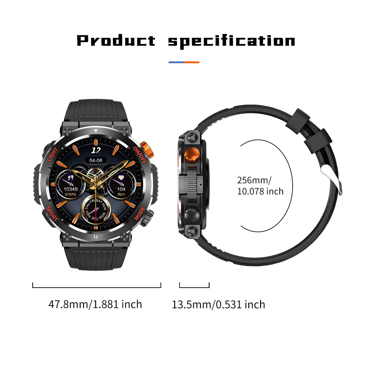 Smart Watch (Answer/Dial) With Compass LED Flashlight, IP67 Waterproof Fitness Sports Tracker With Pedometer For Android IOS