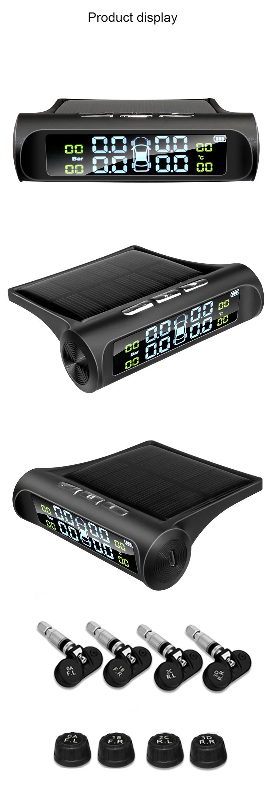 E-ACE K01 TPMS solar sensor intelligence  Wireless Tire Pressure Monitoring System  Auto Security Alarm Device With 4 sensors