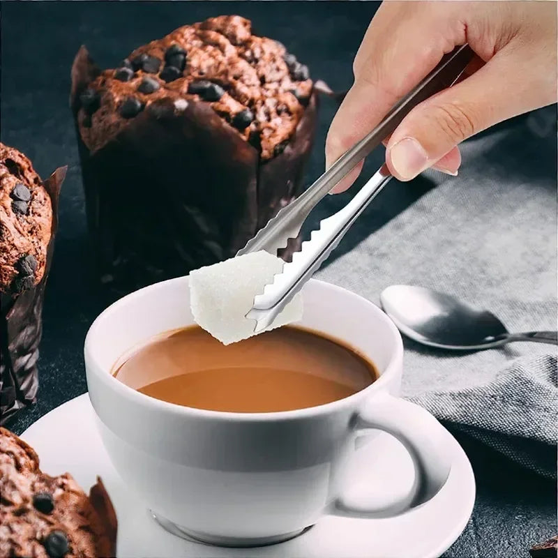 Stainless Steel Ice Tongs Bread Cake Clamps Salad Coffee Sugar Cubes Clips for Restaurant Bar Party Serving Tongs Kitchen Tools