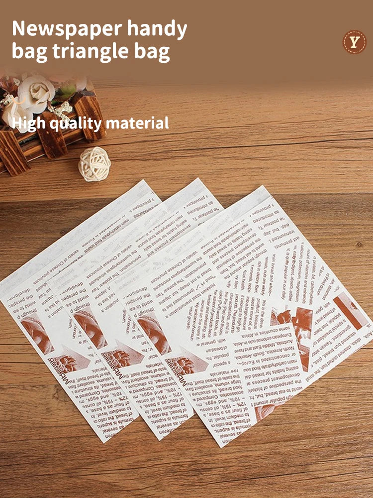 100pcs Hamburg Triangular Baking And Oil Proof Bags Donut Bakery Baking Food Packing Hand Wrapped Oilproof Kraft Bag