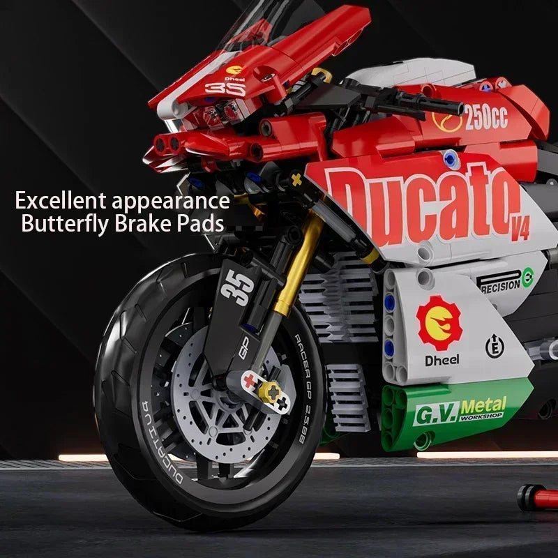 800+PCS Motorcycle Building Blocks Set Super Motorbike 1:10 Model Kit Technical Racing Kid Assembled Toy Gift For Boys And Girls