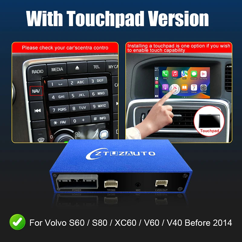 Wireless CarPlay Android Auto Box 5G Upgrade Version For Volvo V40 V60 XC60 S60 V70 XC70 S80 2010-2014 OEM Microphone Accessorie