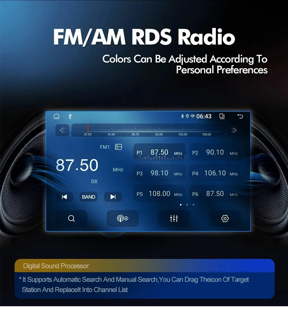 Junuse 7" Wireless Android Auto Carplay For Fiat 500 2007~2015 Android 13 Carplay GPS Navigation Multimedia Player White Black