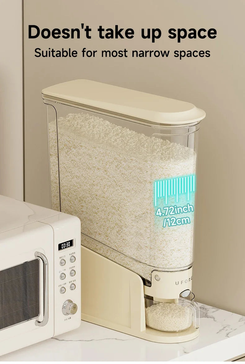 1PCS 5/10KG Sealed Rice Bucket Sealed Moisture-Proof Dispenser with Cup Grain Powder Boxes Insect-Proof Cereal Kitchen Container