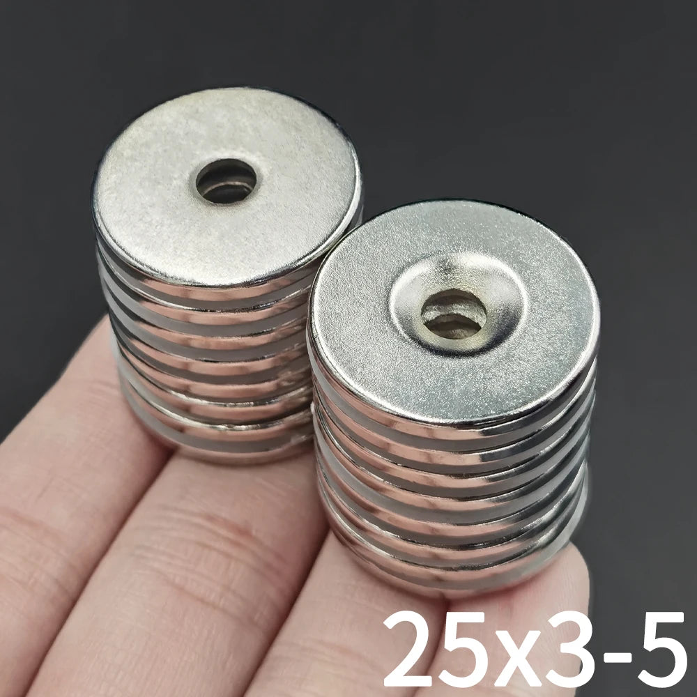 5/10 Pcs 25x3-5 Neodymium Imanes 25mm X 3mm Hole 5mm NdFeB N35 Round Super Powerful Strong Permanent Magnetic Imanes Disc