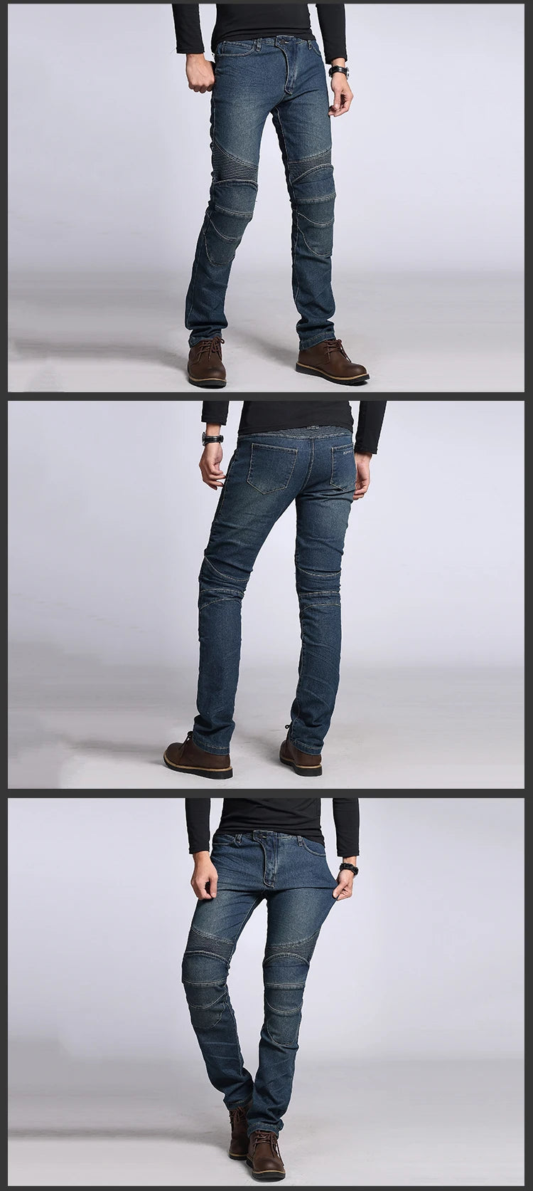 Classic Black Blue Motorcycle Riding Jeans with Knee Hip Pads Motocross Racing Pants Motorbike Cycling Trousers Protective Pants