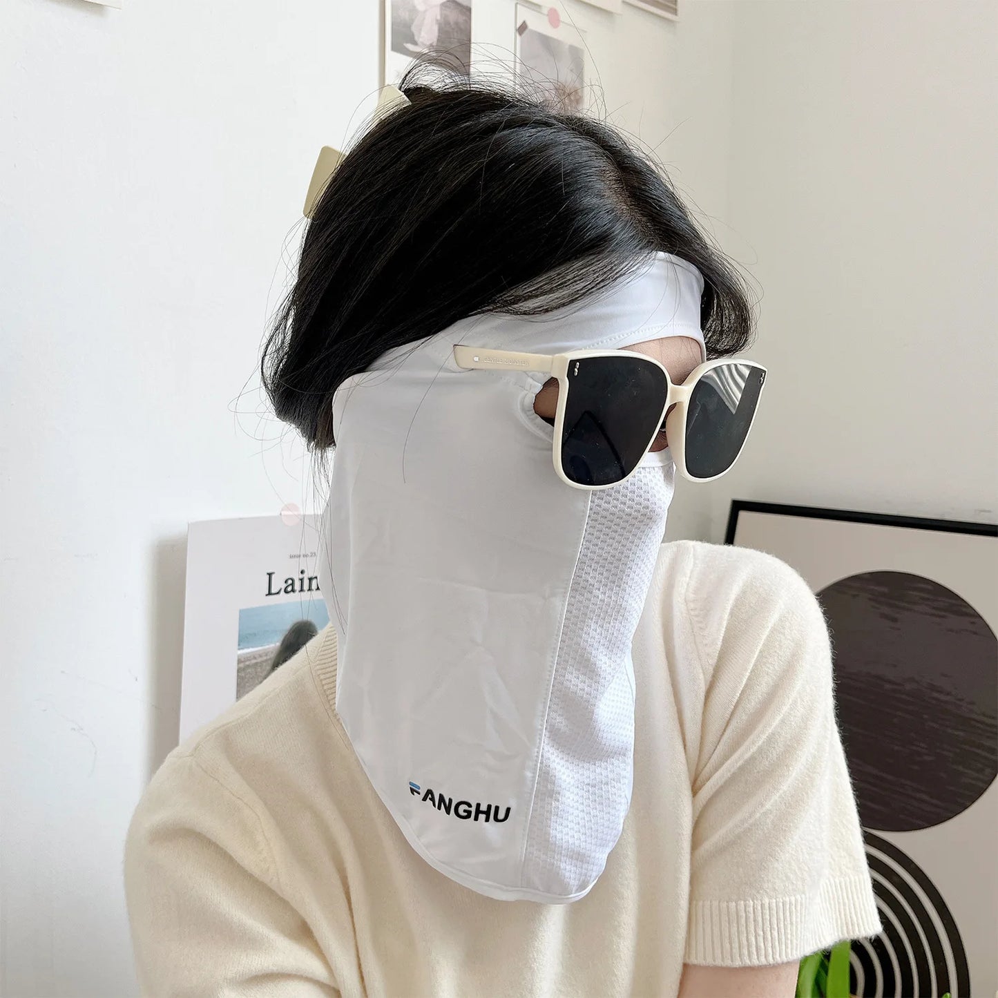 UV Protection Ice Silk Mask Sun Proof Bib Solid Color Face Cover Face Shield Summer Face Scarves Sunscreen Face Scarf Riding
