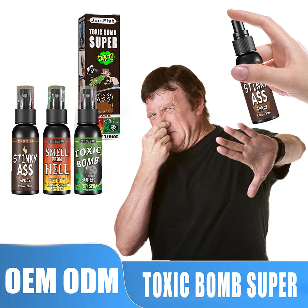 30ml Fart Gag Spray Prank Joke Plastic Spray Can Stink Party Supplies Stinky Fart for Adults Kids Non Toxic Halloween Funny Toys