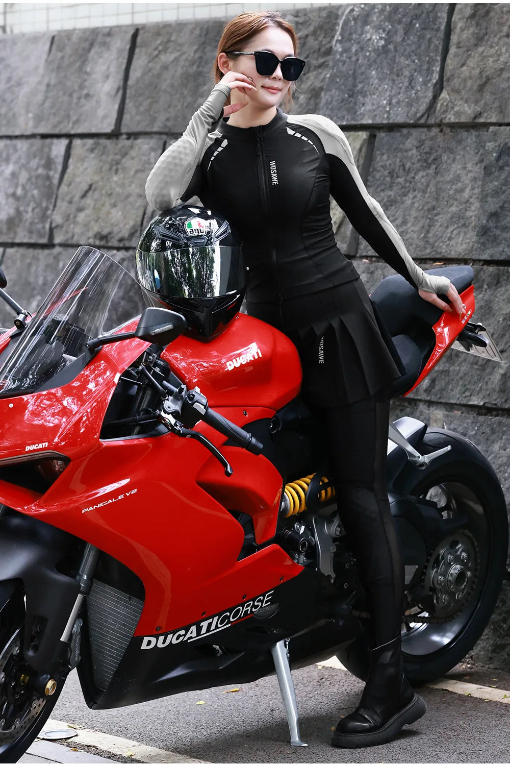 Knight suit women's spring/summer cycling wear Breathable motorcycle protection soft protective jacket top culottes