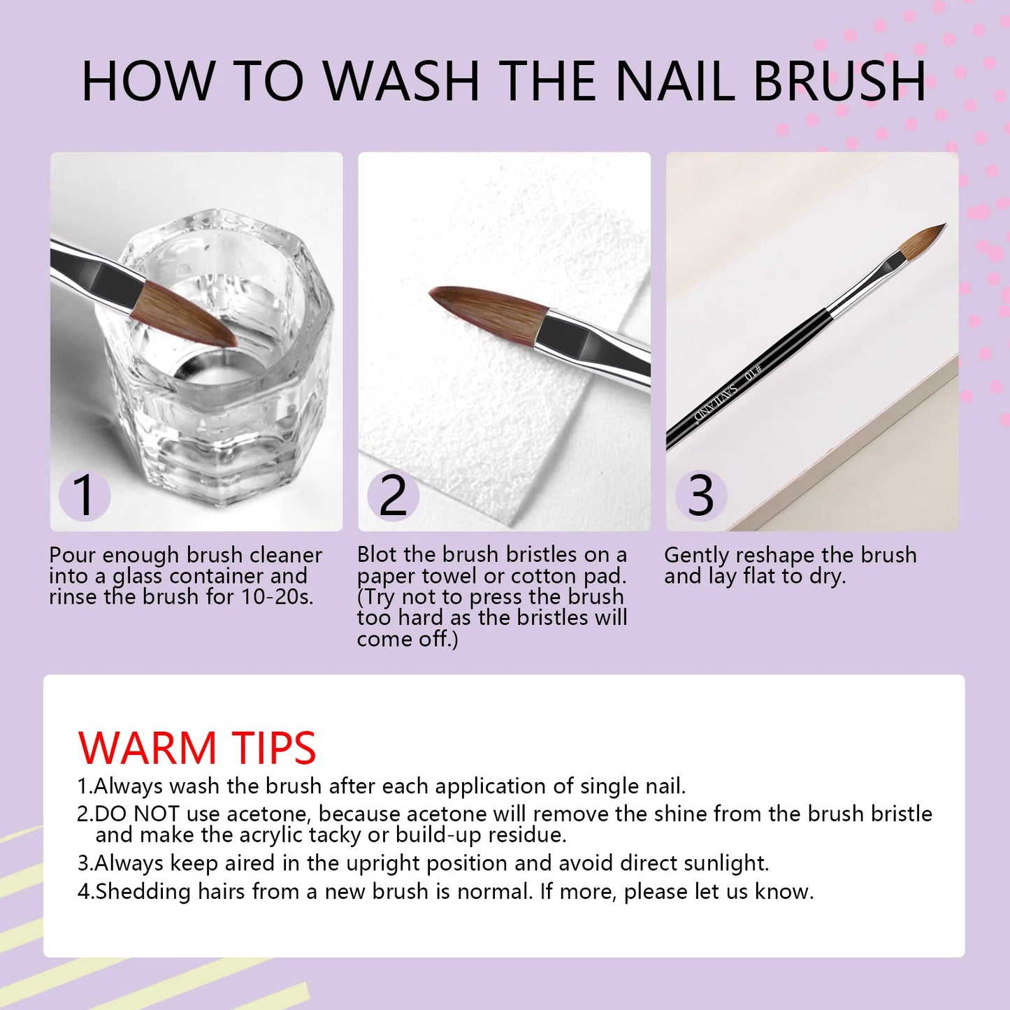 Saviland 5pcs Acrylic Nail Brush Set Acrylic Nail Brushes for Acrylic Application Professional Round Shaped Nail Acrylic Brushes