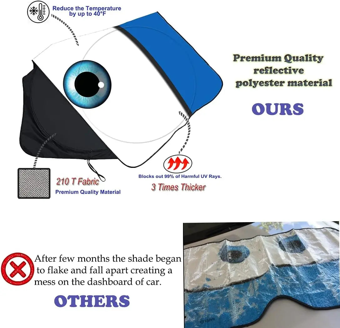 Car Cartoon Devil's Eye Foldable 59'x27.5' Car Windshield Sun Shade, Funny Car Eyes Sun Visor Wear-ResistantFoldable Reflective