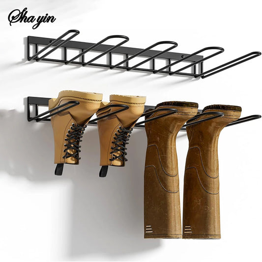 1pcs Boot Rack Hanger Wall Mounted- (4 Pair) Sturdy Metal Boot Organizer, Tall Shoe Holder for Closet, Entryway, Indoor, Garage