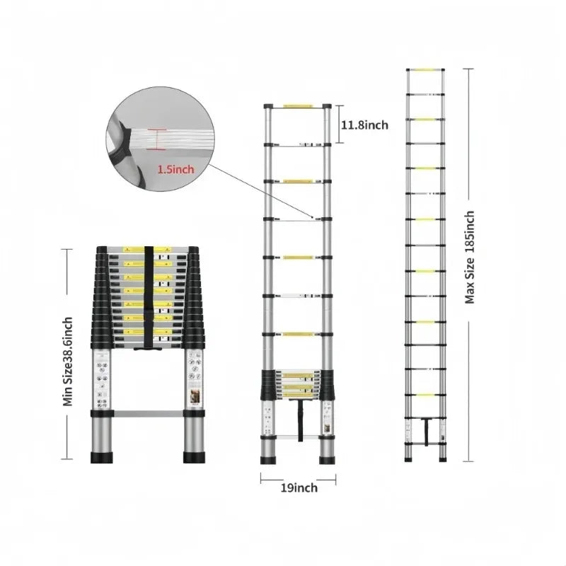 Multifunctional Aluminum Alloy Telescopic Ladder Portable Folding Herringbone Straight Ladder For Household Engineering Lifting
