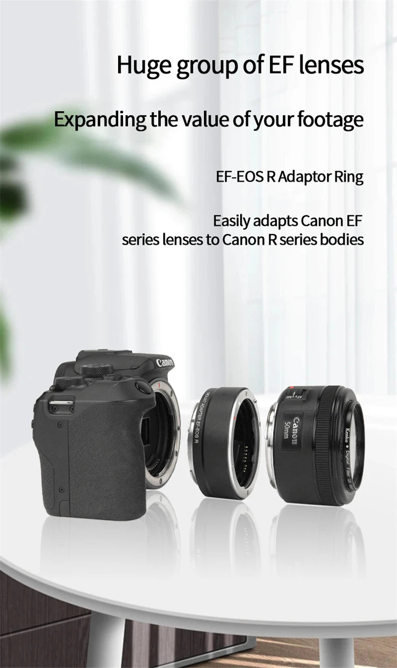 EF-EOS R Lens Adapter Electronic Auto-Focus EF to R Mount Adapter for Canon EF/EF-S Lens to EOS R Series Mirrorless Cameras