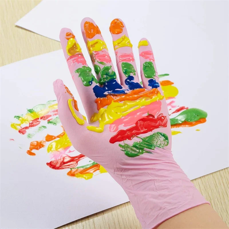 Kids Disposable Nitrile Gloves 5-15 Years Powder Free Students Children Gloves for Crafting Painting Gardening Cleaning­ Gloves