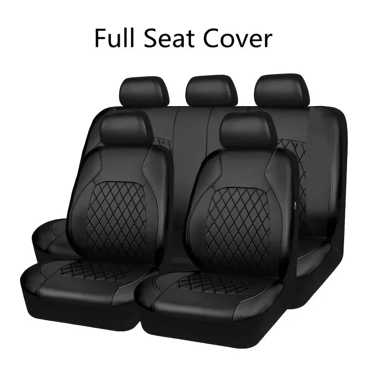 Upgrade Your Car Interior With 9Pcs/Set Quilted Leather Thread Pressing Seat Covers - Airbag Compatible & Breathable!
