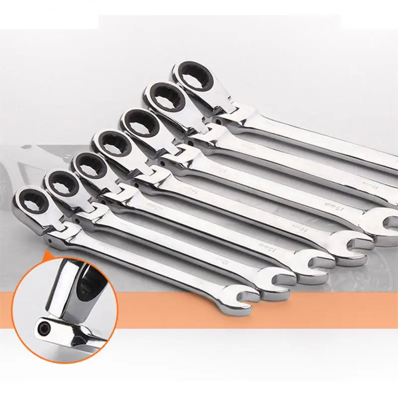 Metric Flex-Head Ratcheting Wrench , Chrome Vanadium Steel, Ratcheting Combination Wrench  Key Wrench for Car Maintenance