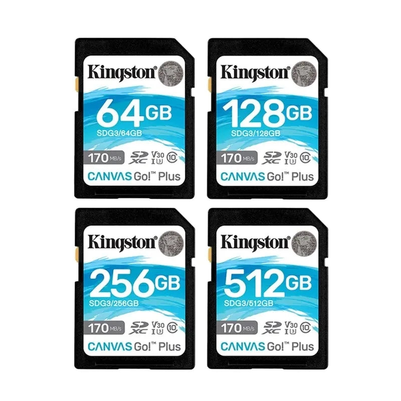 Kingston High Speed 4K SD Card 64GB 128GB 256GB 512GB Memory Card Up to 170MB/s Read V30 U3 Flash Card C10 for Camera